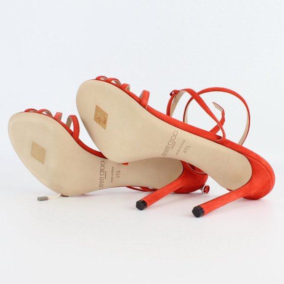 NEW JIMMY CHOO Cutout Suede Sandals - Picture 15 of 16